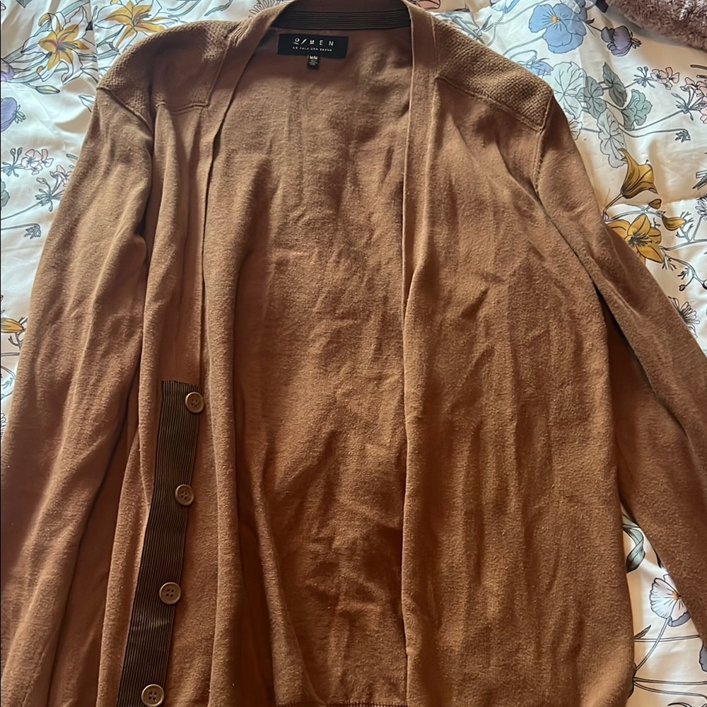 Brown Open Front Cardigan
